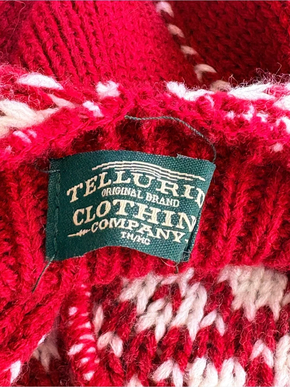 Telluride Clothing Company Red & White Reindeer Knit Dog Sweater